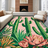 Ultra Soft Area Rug, Non Slip, Stain Resistant, Washable Area Rugs for Living Room, Bedroom, Rustic Cozy Textured Plant Pattern(Pink)
