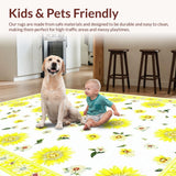 Ultra Soft Area Rug, Non Slip, Stain Resistant, Washable Area Rugs for Living Room, Bedroom, Sophisticated Grey Petal Aesthetic(Yellow)