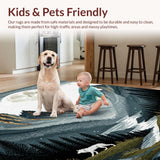 Ultra Soft Area Rug, Non Slip, Stain Resistant, Washable Area Rugs for Living Room, Bedroom, Rustic Wolf Silhouette Motif(Gray)