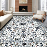 Ultra Soft Area Rug, Non Slip, Stain Resistant, Washable Area Rugs for Living Room, Bedroom, Rustic Vintage Tiled Pattern(White)