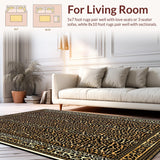 Ultra Soft Area Rug, Non Slip, Stain Resistant, Washable Area Rugs for Living Room, Bedroom, Chic Geometric Brown Pattern(Gold)