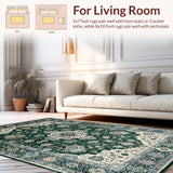Ultra Soft Area Rug, Non Slip, Stain Resistant, Washable Area Rugs for Living Room, Bedroom, Chic Earthy Tones Abstract Motif(Green)