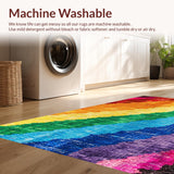 Ultra Soft Area Rug, Non Slip, Stain Resistant, Washable Area Rugs for Living Room, Bedroom, Ultra-Thin Modern Rainbow Living Room Carpet(Red)