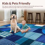 Ultra Soft Area Rug, Non Slip, Stain Resistant, Washable Area Rugs for Living Room, Bedroom, Hawaiian Style Poolside Outdoor Carpet(Blue)