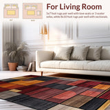 Ultra Soft Area Rug, Non Slip, Stain Resistant, Washable Area Rugs for Living Room, Bedroom, Rustic Earthy Geometric Motif(Brown)