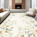 Modern Botanical Garden Rug Elegant Floral Design(Ivory)