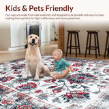 Ultra Soft Area Rug, Non Slip, Stain Resistant, Washable Area Rugs for Living Room, Bedroom, Luxurious Geometric Grey Composition(White)