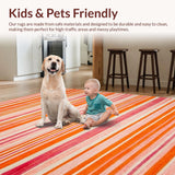 Ultra Soft Area Rug, Non Slip, Stain Resistant, Washable Area Rugs for Living Room, Bedroom, Dynamic Abstract Design with Flair(Orange)