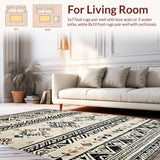 Ultra Soft Area Rug, Non Slip, Stain Resistant, Washable Area Rugs for Living Room, Bedroom, Rustic Striped Patterned Rug(Black)