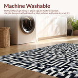 Ultra Soft Area Rug, Non Slip, Stain Resistant, Washable Area Rugs for Living Room, Bedroom, Stylish Black and White Chevron Design(Black)