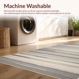 Ultra Soft Area Rug, Non Slip, Stain Resistant, Washable Area Rugs for Living Room, Bedroom, Sophisticated Subtle Striped Elegance(Gray)