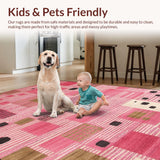 Ultra Soft Area Rug, Non Slip, Stain Resistant, Washable Area Rugs for Living Room, Bedroom, Vibrant Playful Leopard Motif(Pink)