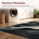 Ultra Soft Area Rug, Non Slip, Stain Resistant, Washable Area Rugs for Living Room, Bedroom, Minimalist Chic Linear Arrangement(Black)