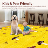 Ultra Soft Area Rug, Non Slip, Stain Resistant, Washable Area Rugs for Living Room, Bedroom, Playful Yellow Mushroom Aesthetic(Yellow)