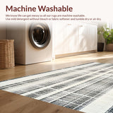Ultra Soft Area Rug, Non Slip, Stain Resistant, Washable Area Rugs for Living Room, Bedroom, Boho Chic Black & White Area Rug:  Layered Welcome Mat(Gray)