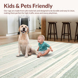 Ultra Soft Area Rug, Non Slip, Stain Resistant, Washable Area Rugs for Living Room, Bedroom, Sleek Monochrome Linear Composition(Beige)