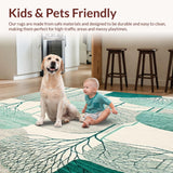 Ultra Soft Area Rug, Non Slip, Stain Resistant, Washable Area Rugs for Living Room, Bedroom, Whispering Grove Geometric Area with Artful Nature Inspired Forms(Gray)