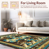 Ultra Soft Area Rug, Non Slip, Stain Resistant, Washable Area Rugs for Living Room, Bedroom, Striking Bold Colorful Tribal Style(Brown)