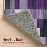 Ultra Soft Area Rug, Non Slip, Stain Resistant, Washable Area Rugs for Living Room, Bedroom, Stylish Monochrome Abstract Elements(Purple)