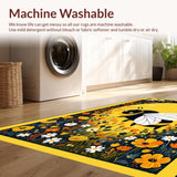 Ultra Soft Area Rug, Non Slip, Stain Resistant, Washable Area Rugs for Living Room, Bedroom, Bright Cheerful Pollinator Theme(Yellow)