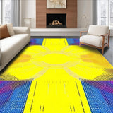 Ultra Soft Area Rug, Non Slip, Stain Resistant, Washable Area Rugs for Living Room, Bedroom, Vibrant Abstract Sunburst Motif(Yellow)