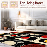 Ultra Soft Area Rug, Non Slip, Stain Resistant, Washable Area Rugs for Living Room, Bedroom, Farmhouse Record Outdoor Mat with Nostalgic Design(Red)