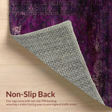 Ultra Soft Area Rug, Non Slip, Stain Resistant, Washable Area Rugs for Living Room, Bedroom, Elegant Distressed Oriental Motif(Purple)