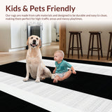 Ultra Soft Area Rug, Non Slip, Stain Resistant, Washable Area Rugs for Living Room, Bedroom, Timeless Vintage Striped Elegance(Black)