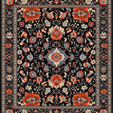 Ultra Soft Area Rug, Non Slip, Stain Resistant, Washable Area Rugs for Living Room, Bedroom, Elegant Black and Red Trellis(Black)