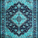 Ultra Soft Area Rug, Non Slip, Stain Resistant, Washable Area Rugs for Living Room, Bedroom, Rustic Teal and Navy Lattice(Blue)
