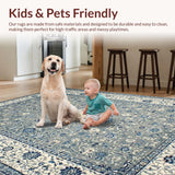 Ultra Soft Area Rug, Non Slip, Stain Resistant, Washable Area Rugs for Living Room, Bedroom, Rustic Floral Earthy Aesthetic(Gray)
