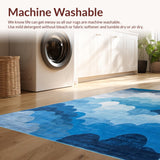 Ultra Soft Area Rug, Non Slip, Stain Resistant, Washable Area Rugs for Living Room, Bedroom, Contemporary Cool Hue Arrangement(Blue)