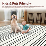 Ultra Soft Area Rug, Non Slip, Stain Resistant, Washable Area Rugs for Living Room, Bedroom, Geometric Woven Carpet Striking Monochrome Pattern Floor Covering(Black)