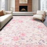 Ultra Soft Area Rug, Non Slip, Stain Resistant, Washable Area Rugs for Living Room, Bedroom, Charming Soft Pink Floral Aesthetic(Pink)