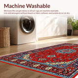 Ultra Soft Area Rug, Non Slip, Stain Resistant, Washable Area Rugs for Living Room, Bedroom, Vintage Red Heriz Living Room Washable Rug(Red)