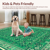 Ultra Soft Area Rug, Non Slip, Stain Resistant, Washable Area Rugs for Living Room, Bedroom, Vintage Oriental Nursery Non-Slip Soft Carpet(Green)