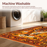 Ultra Soft Area Rug, Non Slip, Stain Resistant, Washable Area Rugs for Living Room, Bedroom, Bold Orange Playful Design Theme(Orange)