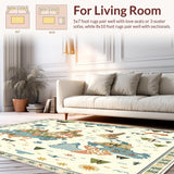 Illustrated Continents and Animal Motifs Round Map Design(Ivory)