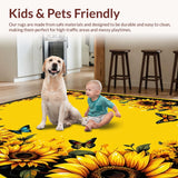 Ultra Soft Area Rug, Non Slip, Stain Resistant, Washable Area Rugs for Living Room, Bedroom, Whimsical Butterfly Patterned Accent(Yellow)