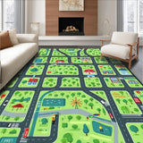 Ultra Soft Area Rug, Non Slip, Stain Resistant, Washable Area Rugs for Living Room, Bedroom, Interactive Cityscape Playmat Design(Black)
