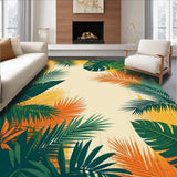 Ultra Soft Area Rug, Non Slip, Stain Resistant, Washable Area Rugs for Living Room, Bedroom, Sophisticated Tropical Print Style(Yellow)