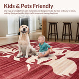 Ultra Soft Area Rug, Non Slip, Stain Resistant, Washable Area Rugs for Living Room, Bedroom, Vintage Tiger Ethnic Aesthetic(Red)