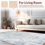 Ultra Soft Area Rug, Non Slip, Stain Resistant, Washable Area Rugs for Living Room, Bedroom, Serene Light Grey Organic Forms(Gray)