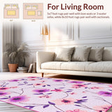Ultra Soft Area Rug, Non Slip, Stain Resistant, Washable Area Rugs for Living Room, Bedroom, Vibrant Summer Botanical Design(Pink)