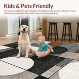 Ultra Soft Area Rug, Non Slip, Stain Resistant, Washable Area Rugs for Living Room, Bedroom, Rustic Tiled Patterned Aesthetic(Gray)