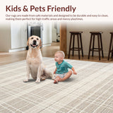 Ultra Soft Area Rug, Non Slip, Stain Resistant, Washable Area Rugs for Living Room, Bedroom, Sophisticated Soft Toned Pattern(Beige)