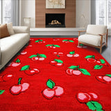 Ultra Soft Area Rug, Non Slip, Stain Resistant, Washable Area Rugs for Living Room, Bedroom, Bold Modern Fruit Illustrations(Red)