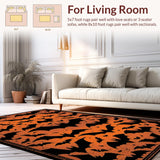 Ultra Soft Area Rug, Non Slip, Stain Resistant, Washable Area Rugs for Living Room, Bedroom, Playful Halloween Character Design(Orange)