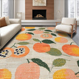 Ultra Soft Area Rug, Non Slip, Stain Resistant, Washable Area Rugs for Living Room, Bedroom, Blush Fruit Pattern Carpet Bright Orange Green White Design(Beige)
