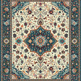 Ultra Soft Area Rug, Non Slip, Stain Resistant, Washable Area Rugs for Living Room, Bedroom, Soft Earthy Paisley Aesthetic(Ivory)